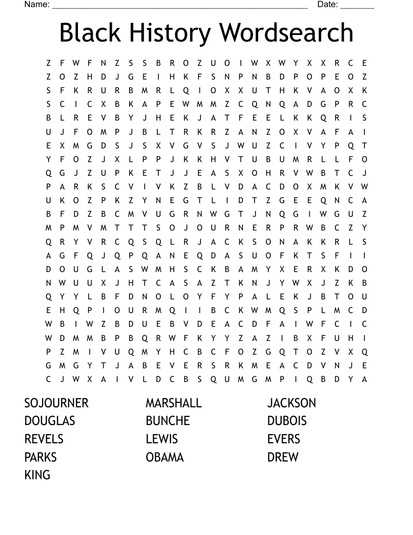 Black History Wordsearch