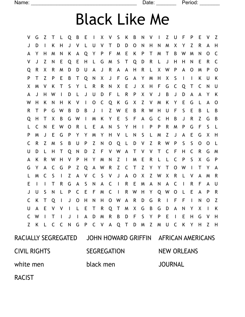 Black Like Me  Word Search