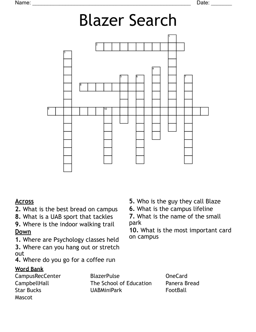 Blazer Search Crossword WordMint