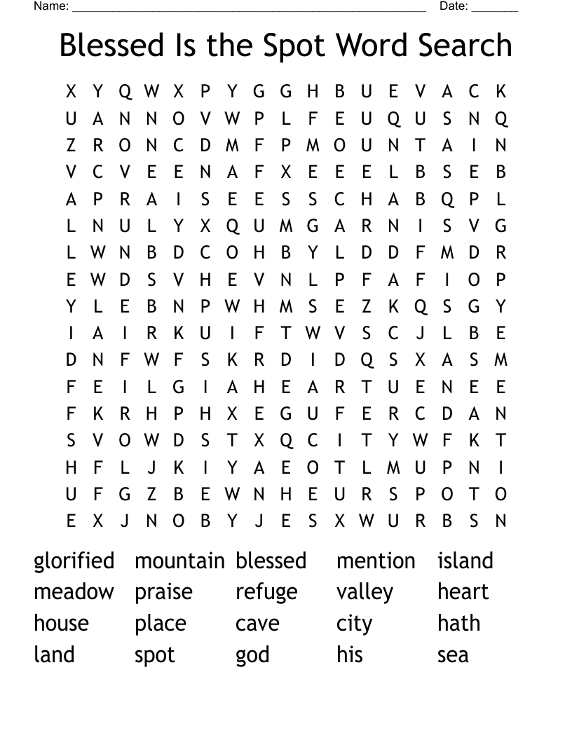 Blessed Is the Spot Word Search