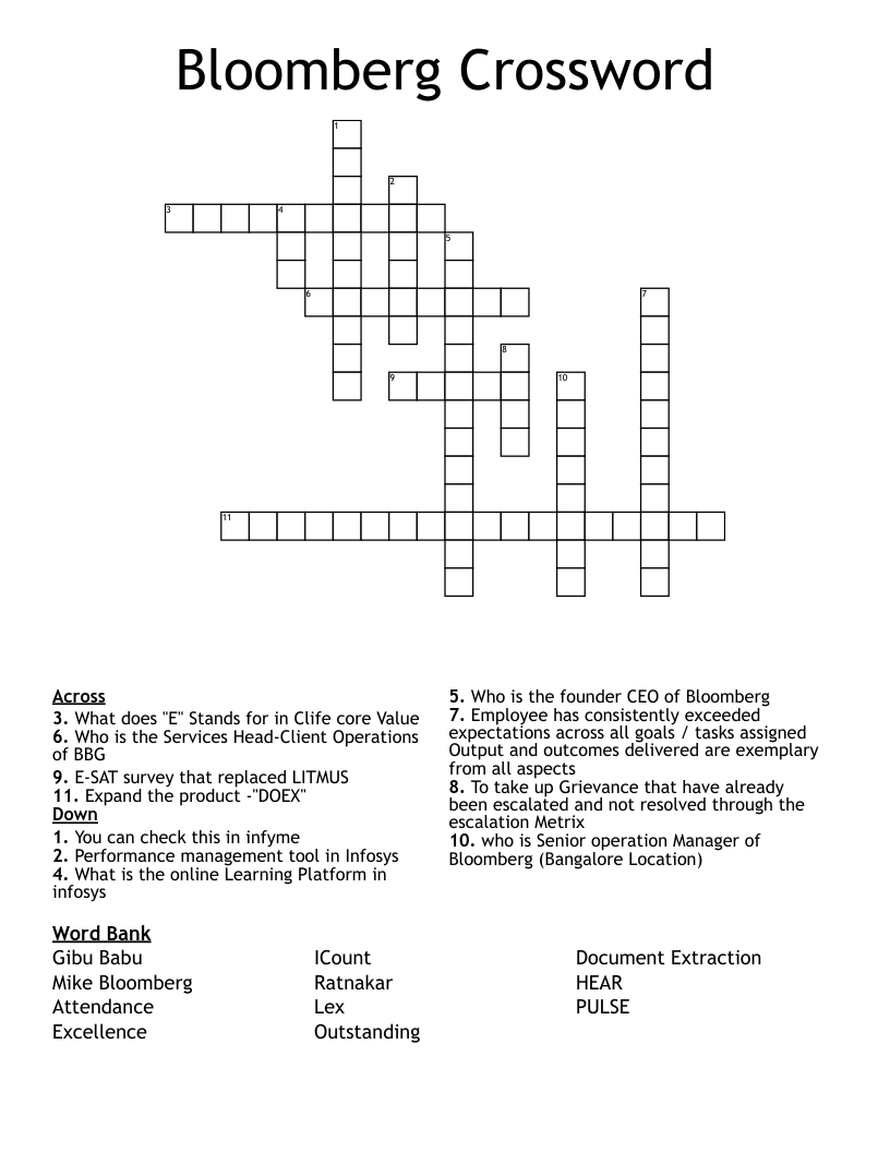 Bloomberg Crossword