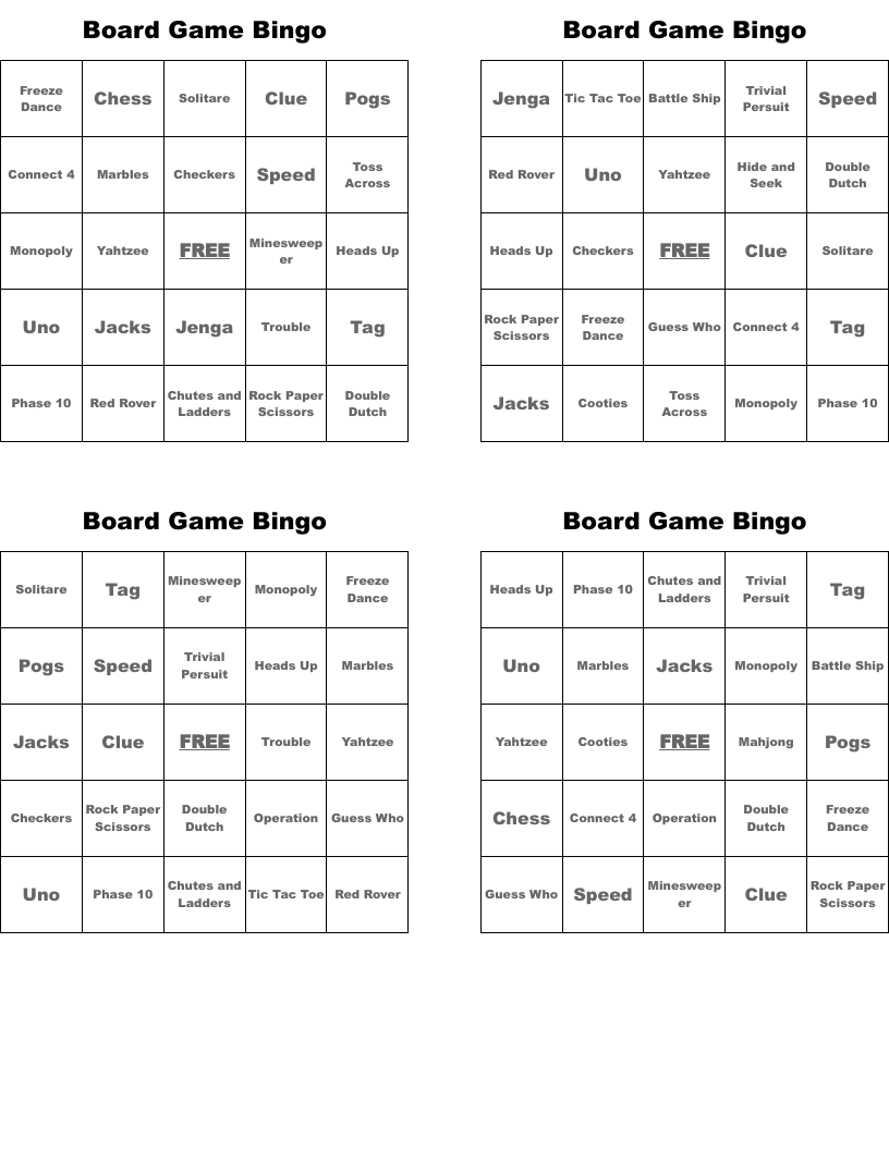 Game Night Bingo WordMint
