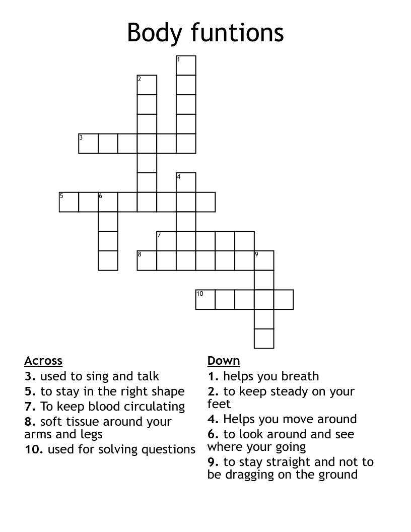 Body funtions Crossword