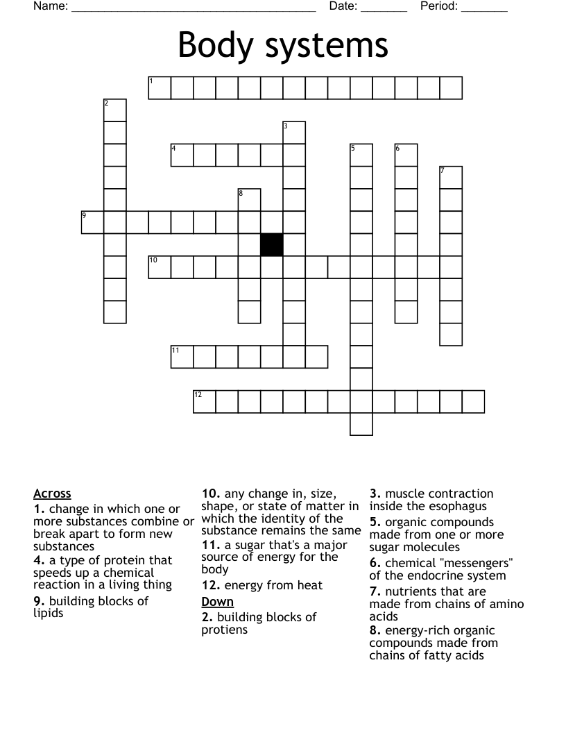 Body systems Crossword