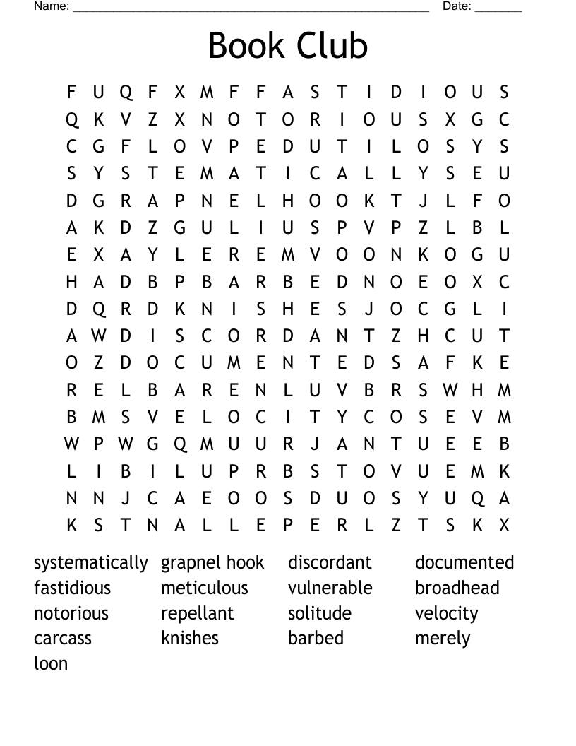 Book Club Word Search