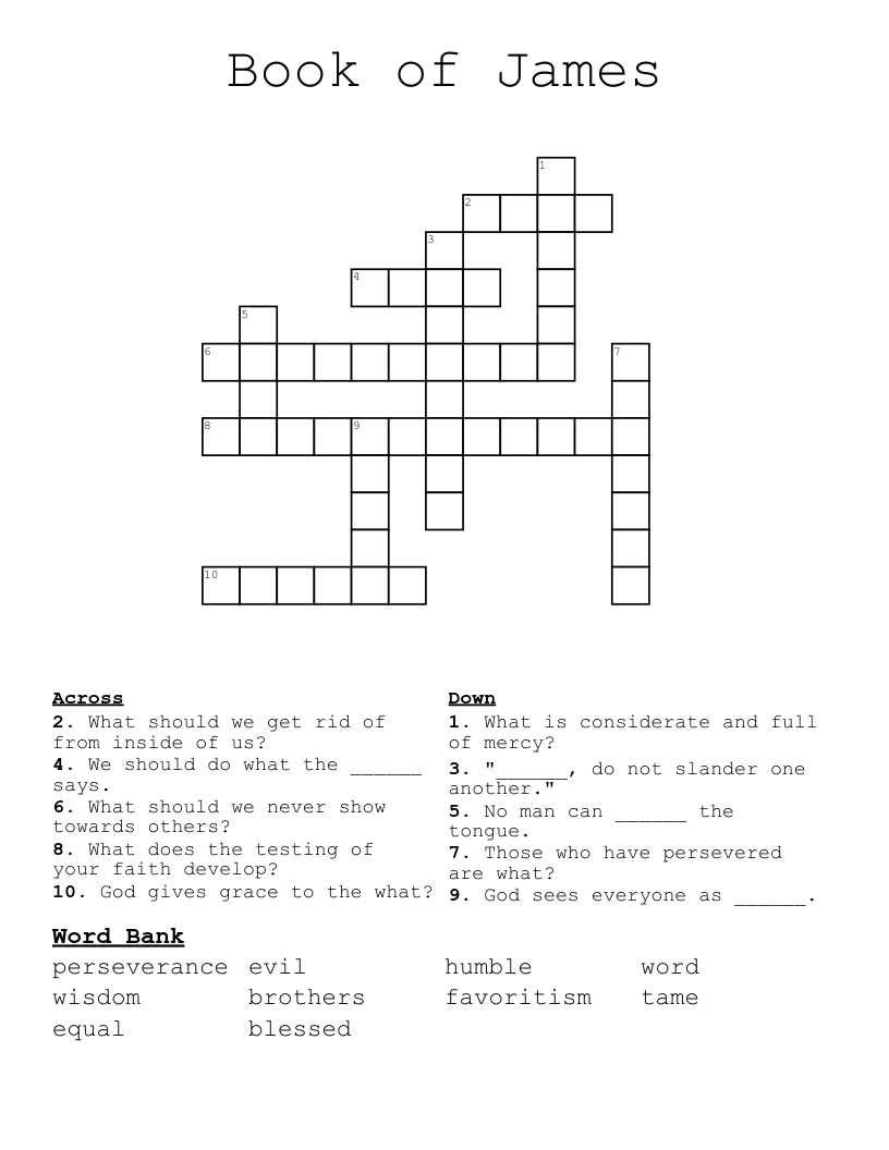 Book of James Crossword