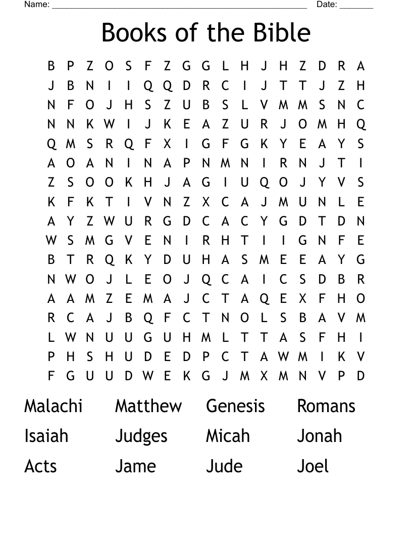 Books of the Bible Word Search