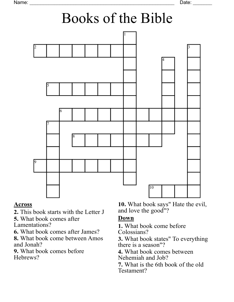 Books of the Bible Crossword