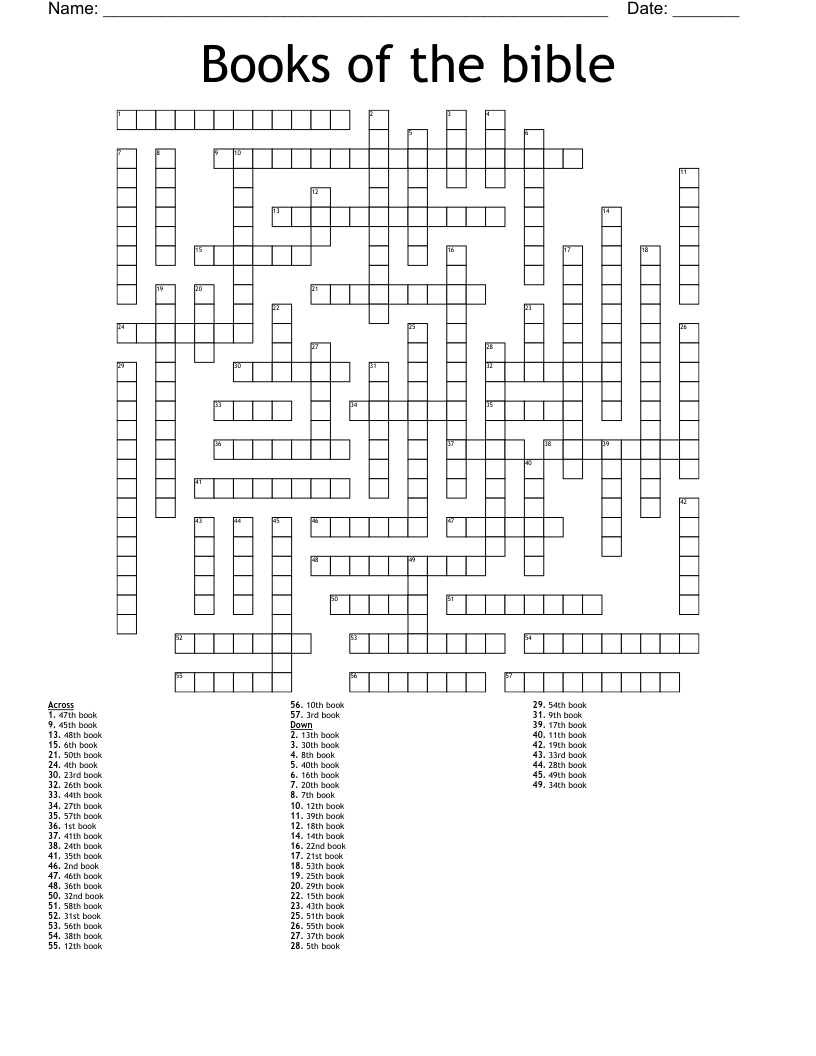 Old Testament Books Crossword WordMint