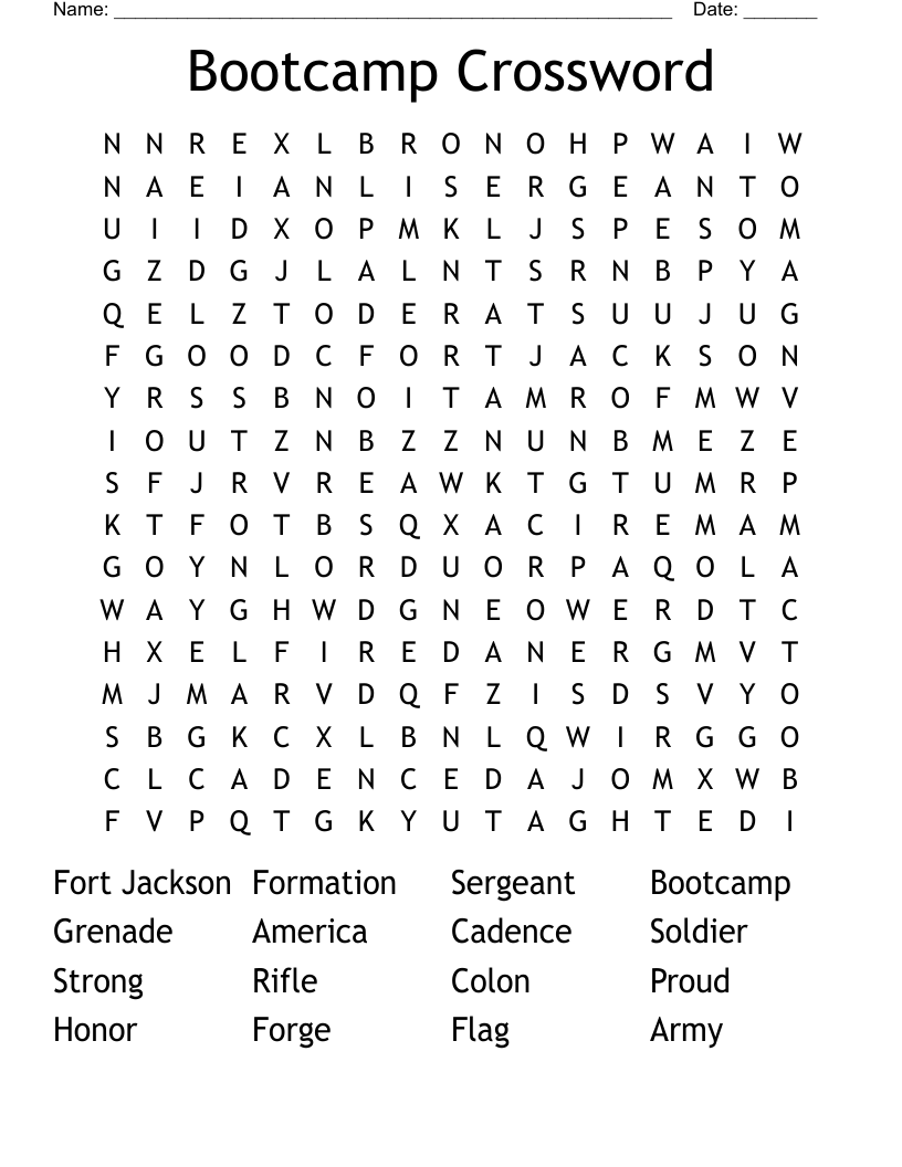 Bootcamp Crossword Word Search