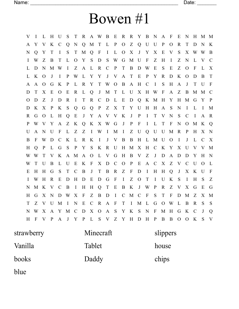 Bowen  #1 Word Search