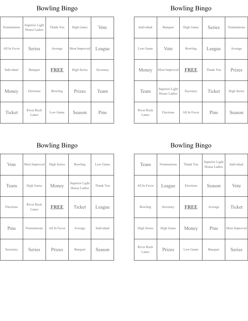 Bowling Bingo
