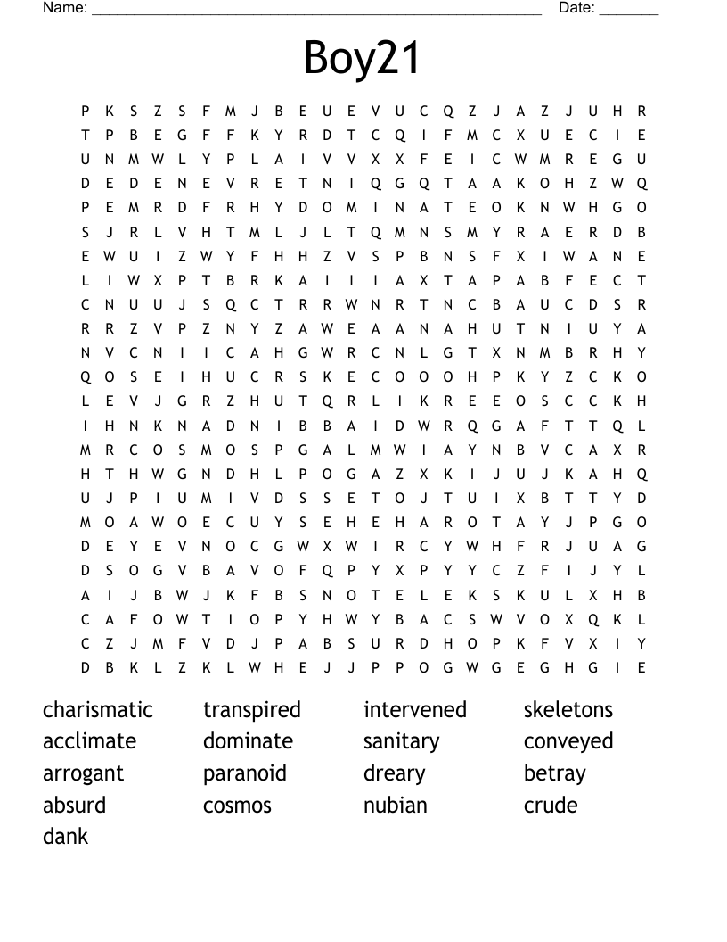 Boy21 Word Search