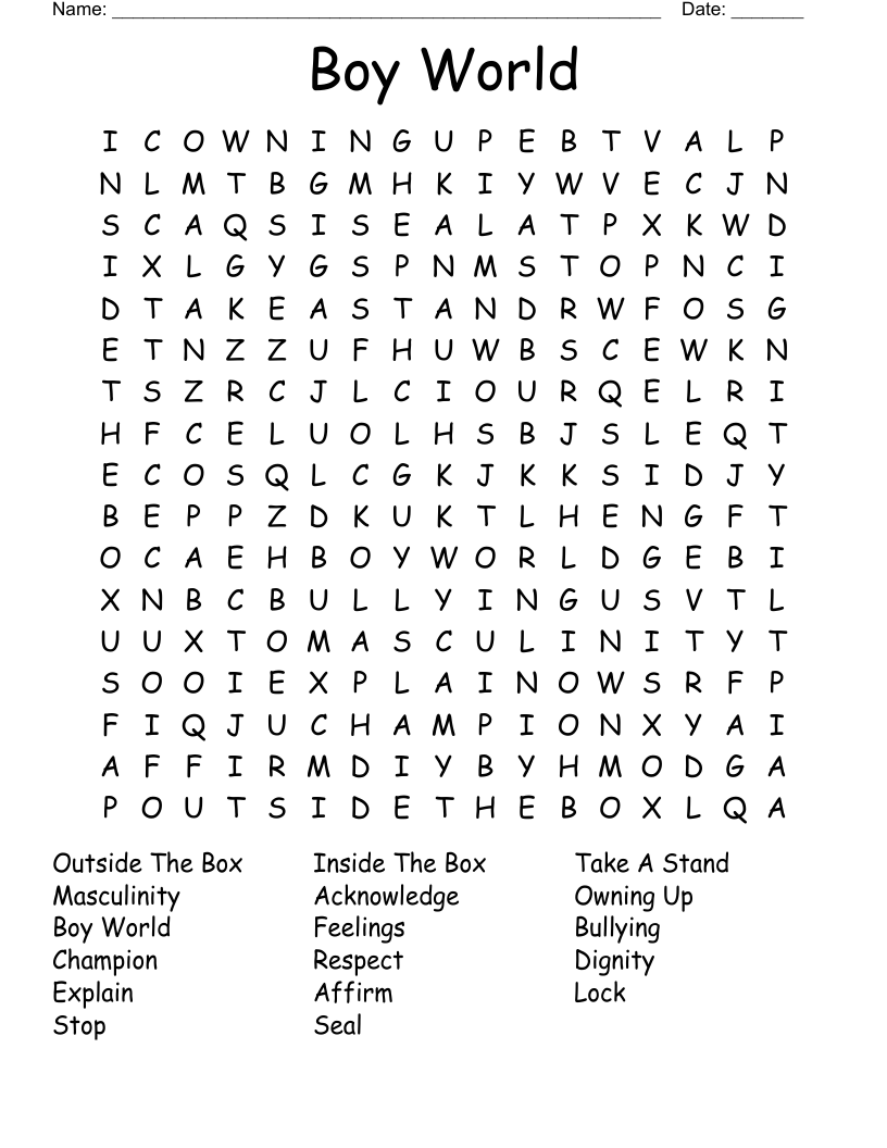 Boy World Word Search