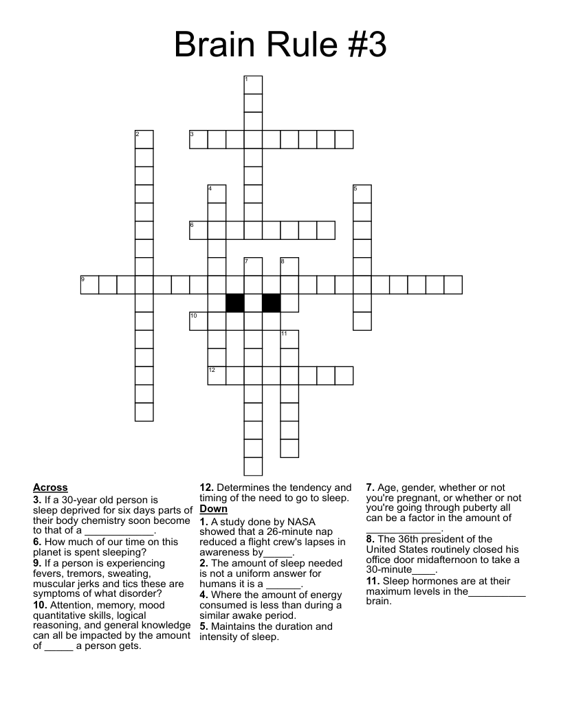 Brain Rule #3 Crossword