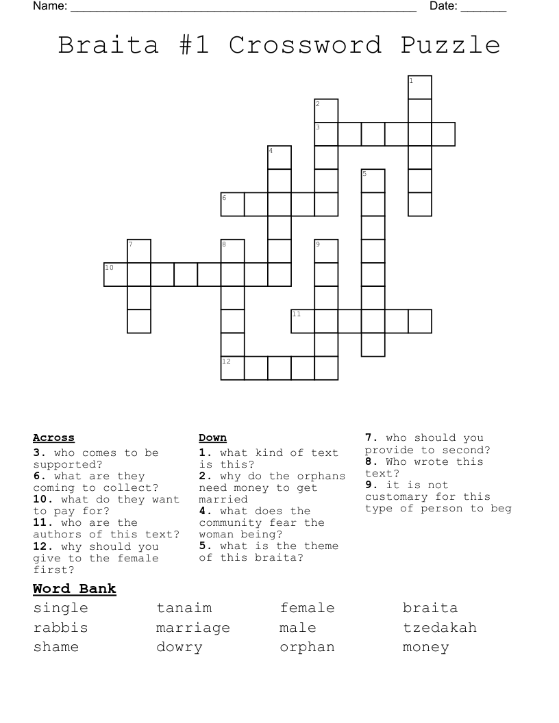 Braita #1 Crossword Puzzle