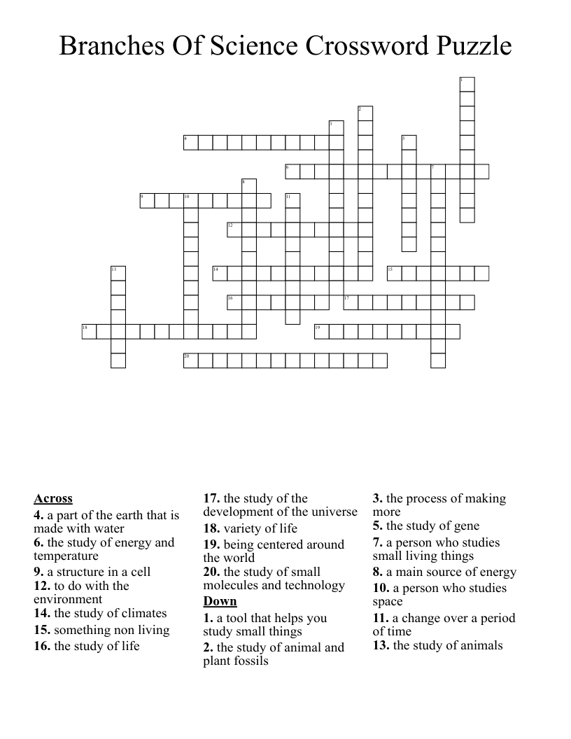 Science Crossword Project WordMint
