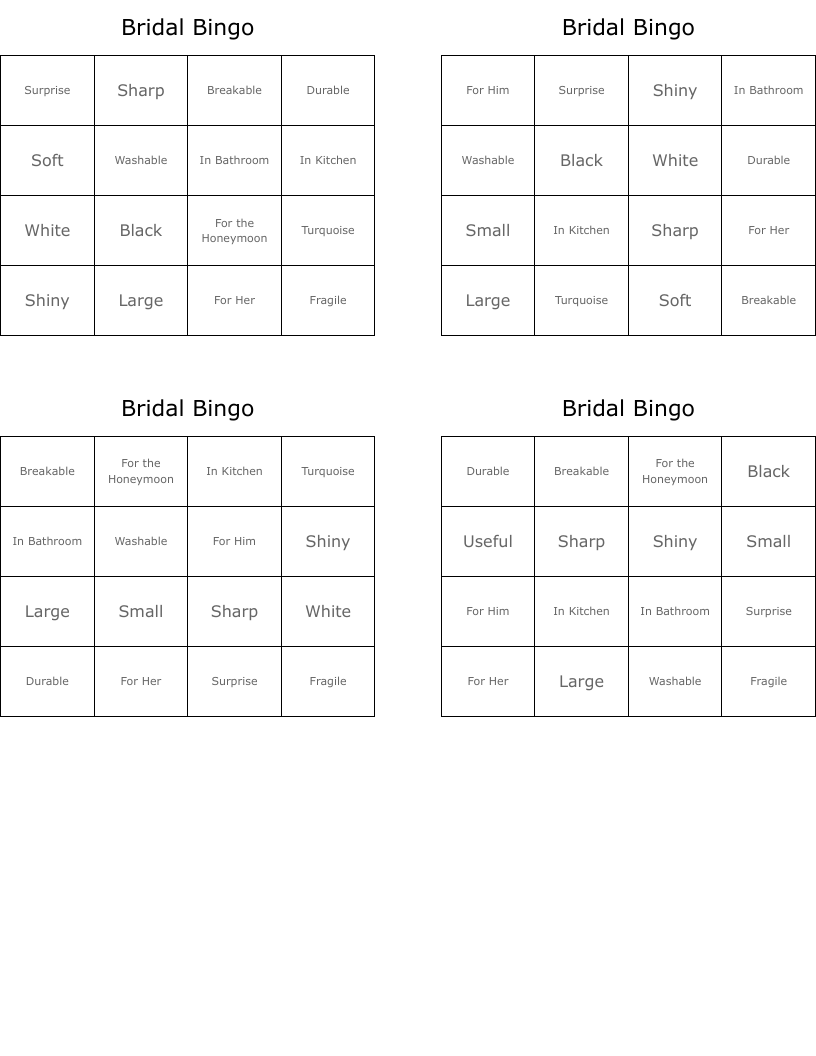 Bridal Bingo
