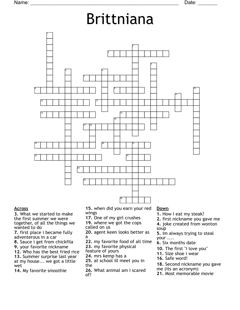 Brittniana Crossword