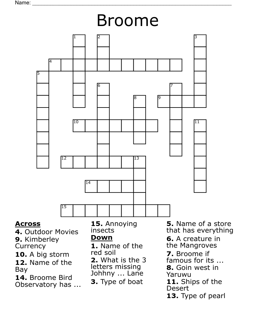 Broome Crossword