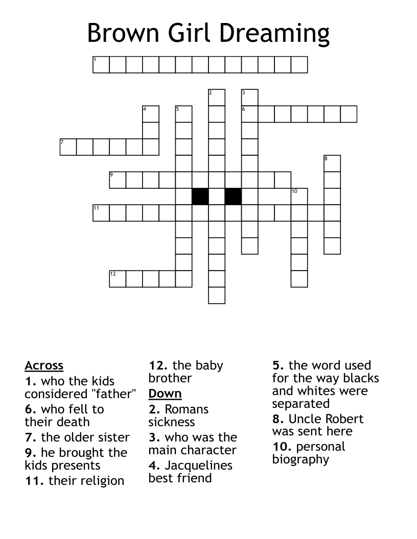 Brown Girl Dreaming Crossword WordMint