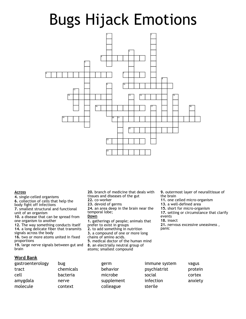Bugs Hijack Emotions Crossword