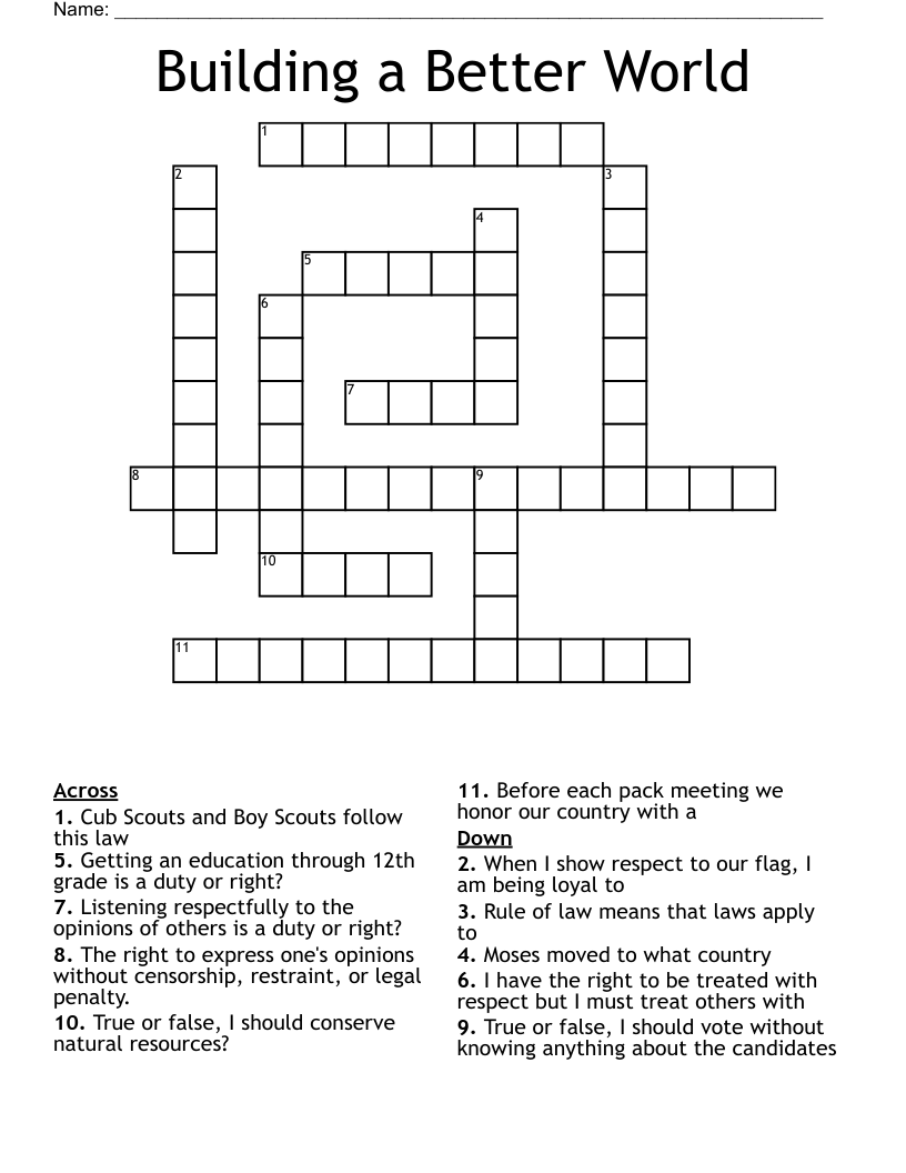 Building a Better World Crossword