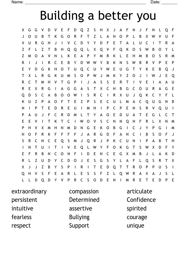 Building a better you Word Search