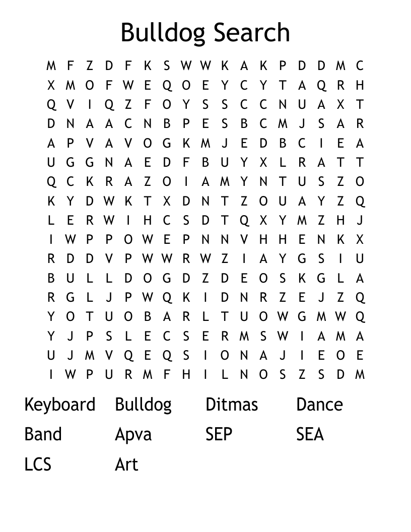Bulldog Search Word Search WordMint
