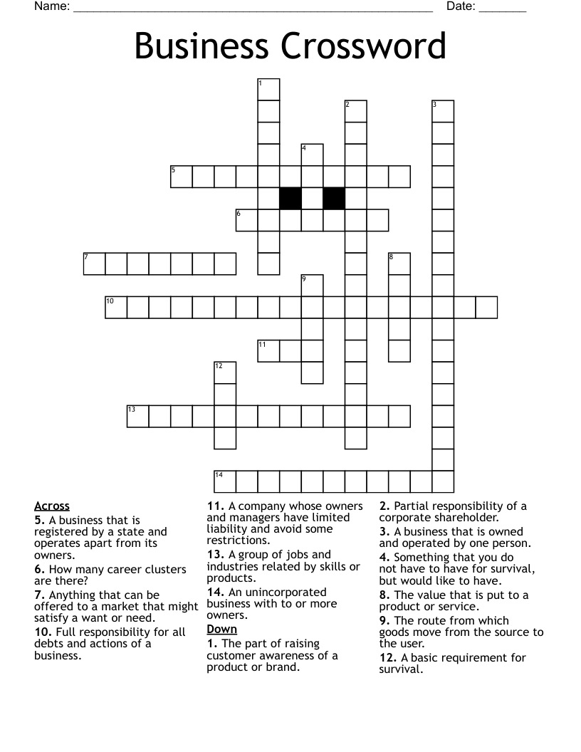 Business Crossword WordMint