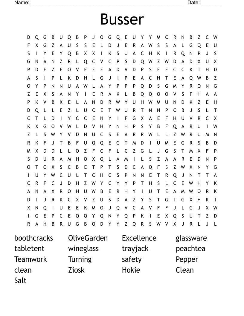 Busser Word Search