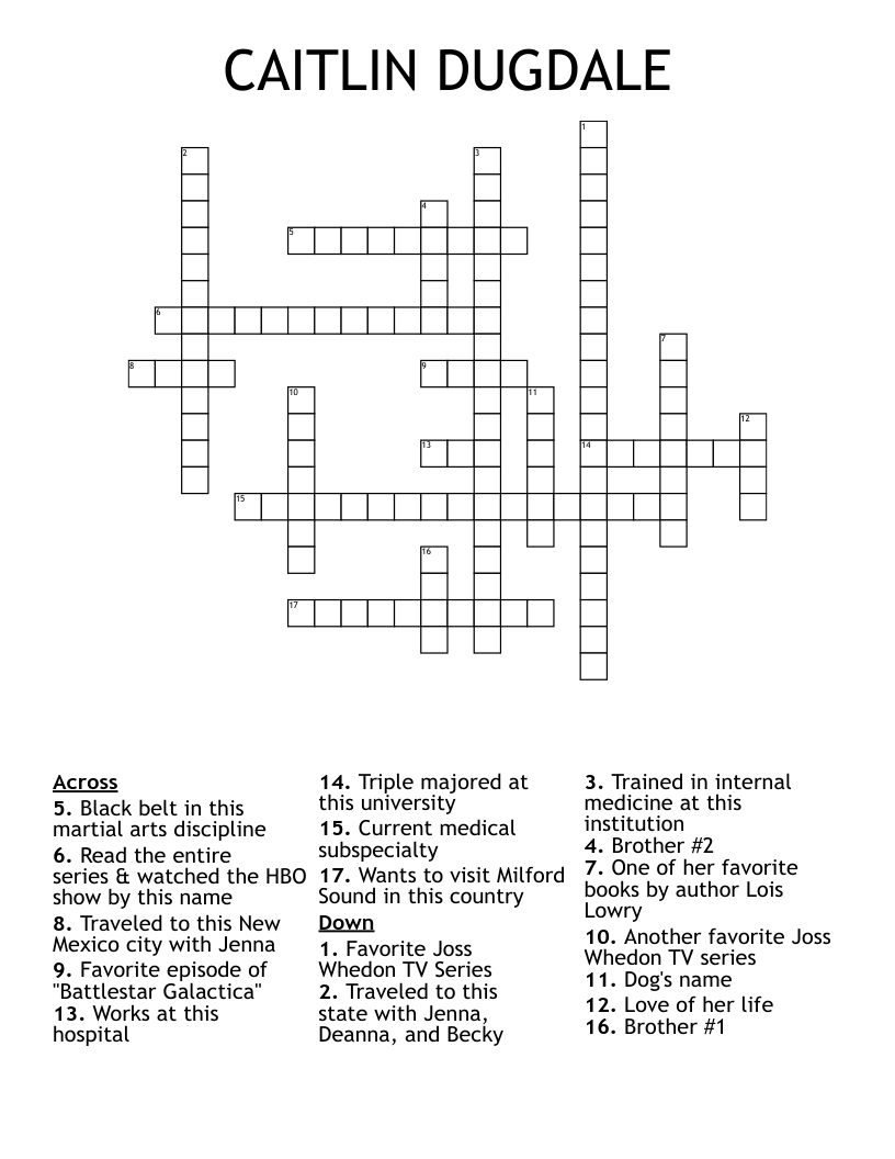 CAITLIN DUGDALE Crossword