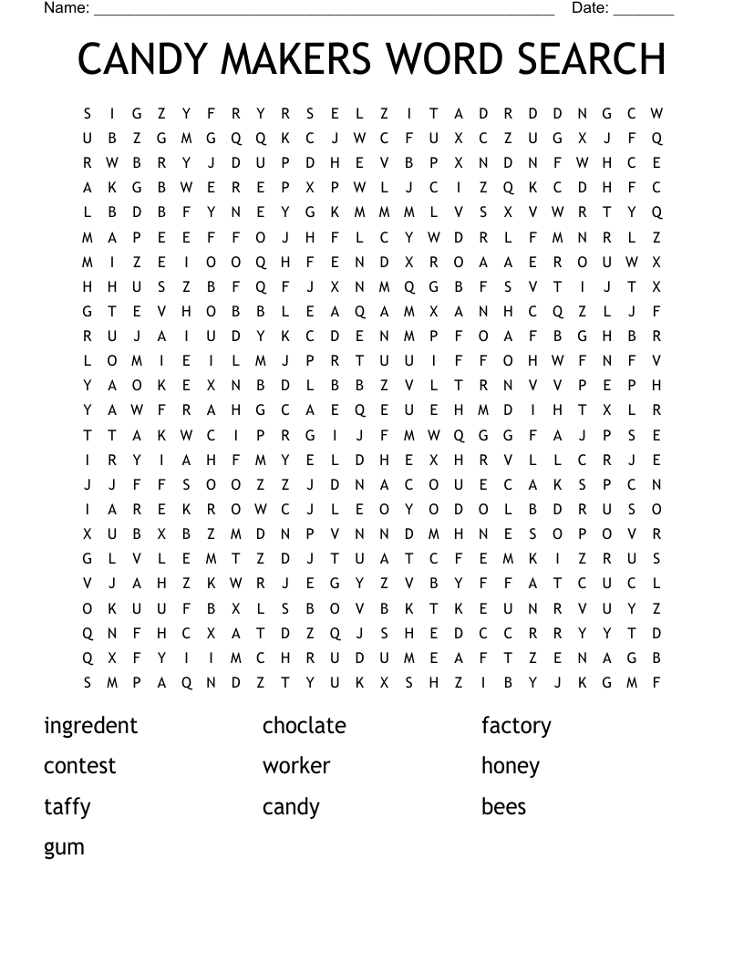CANDY MAKERS WORD SEARCH