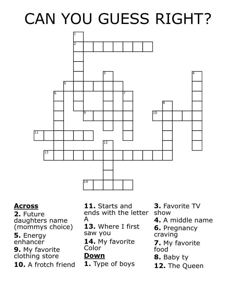 CAN YOU GUESS RIGHT Crossword WordMint