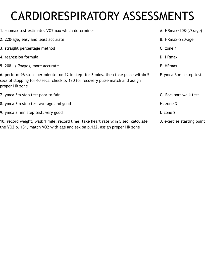 CARDIORESPIRATORY ASSESSMENTS Worksheet WordMint