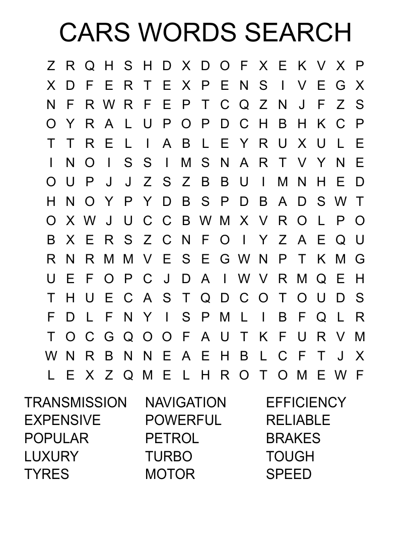 Race Car Word Search Free Printable Printable Templates Free