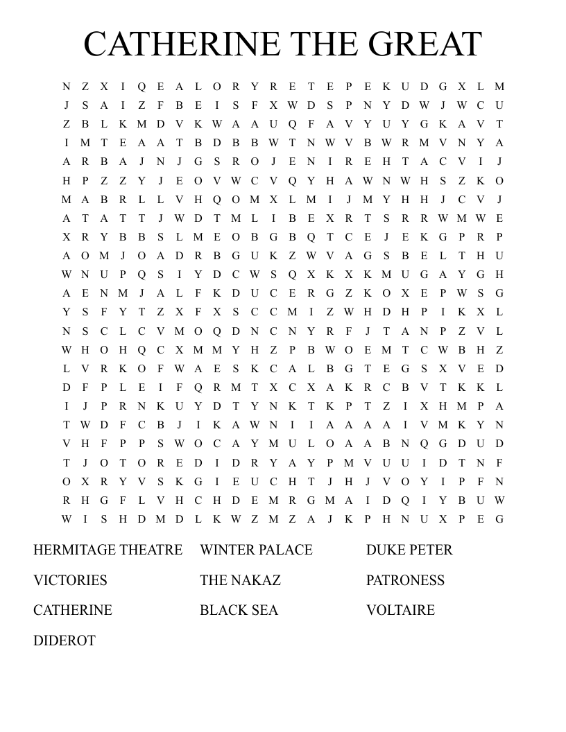 CATHERINE THE GREAT Word Search
