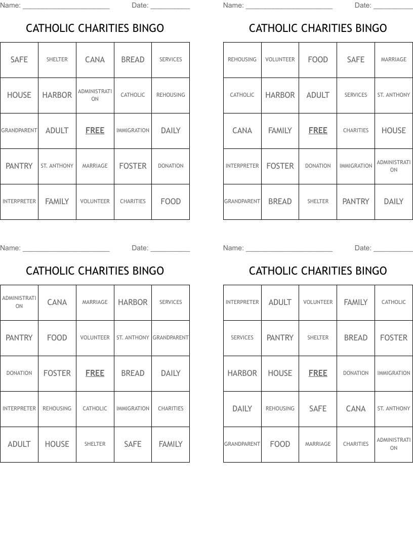 catholic-charities-bingo-wordmint for Free Printable Catholic Bingo Cards CATHOLIC CHARITIES BINGO - WordMint for Free Printable Catholic Bingo Cards