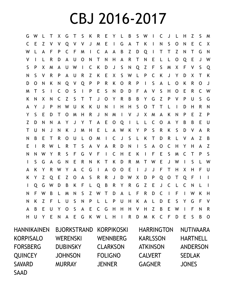 CBJ 2016-2017 Word Search
