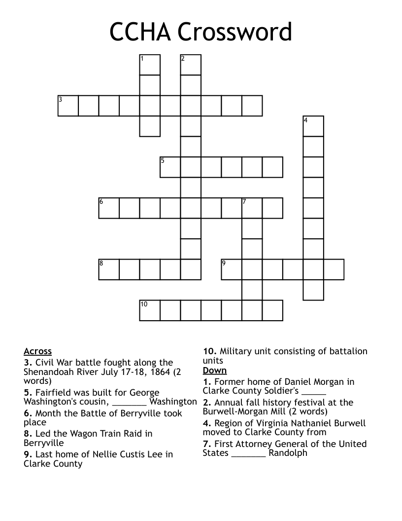 CCHA Crossword