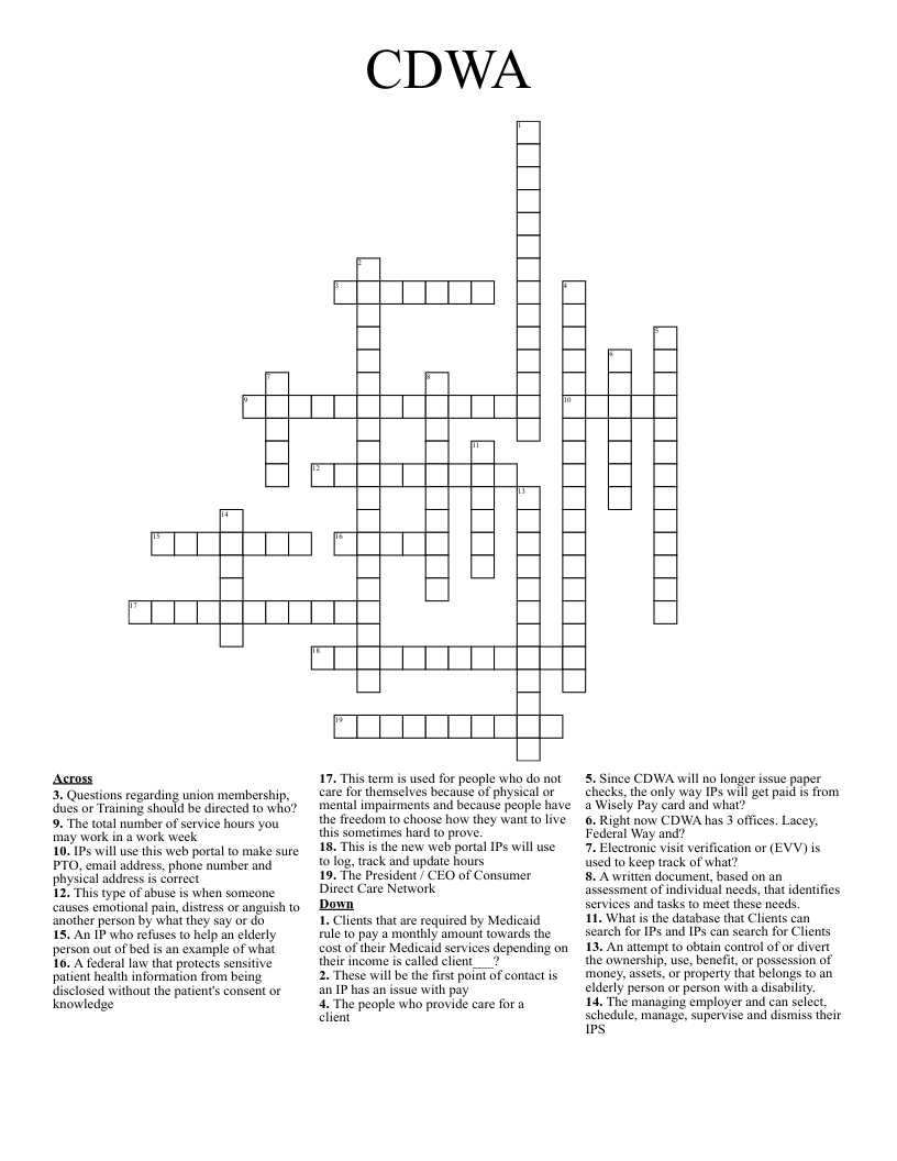 CDWA  Crossword