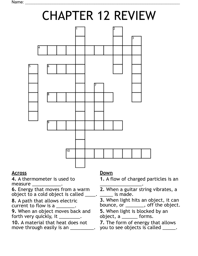 CHAPTER 12 REVIEW Crossword