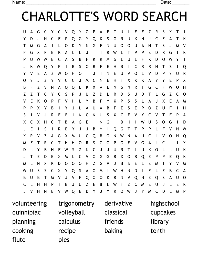 CHARLOTTE'S WORD SEARCH