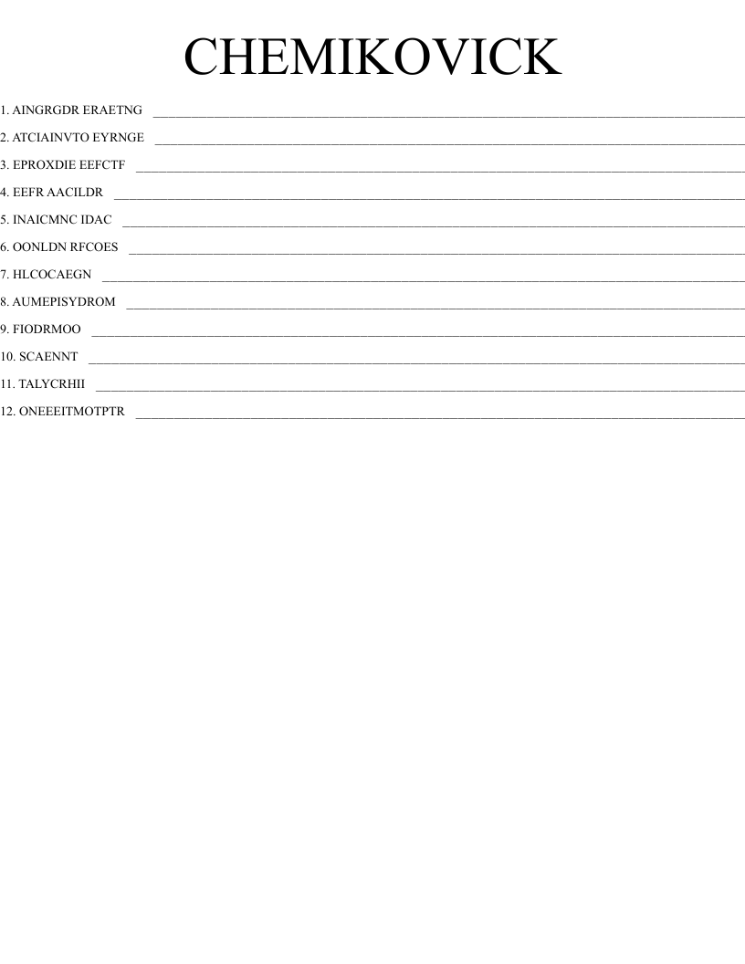 CHEMIKOVICK Word Scramble