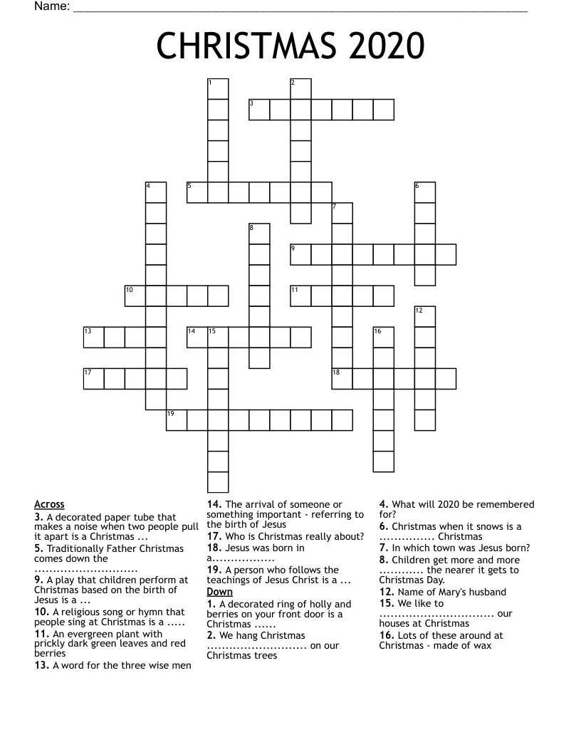 CHRISTMAS 2020 Crossword
