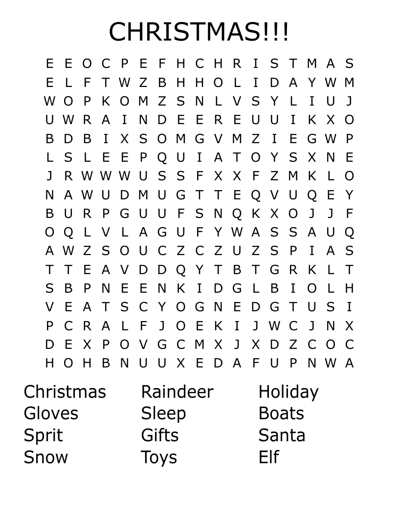 CHRISTMAS!!! Word Search