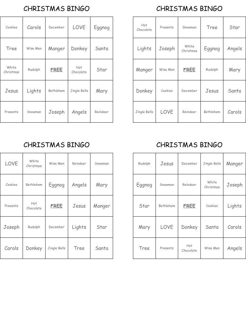 CHRISTMAS BINGO