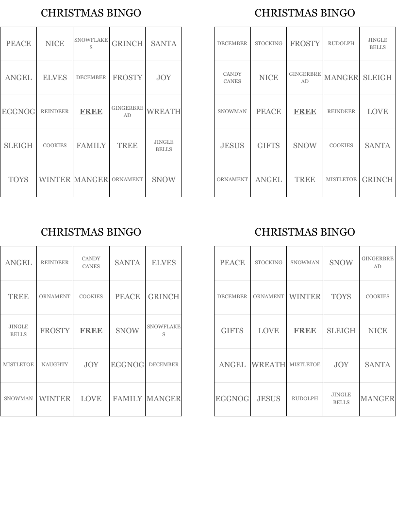 CHRISTMAS BINGO