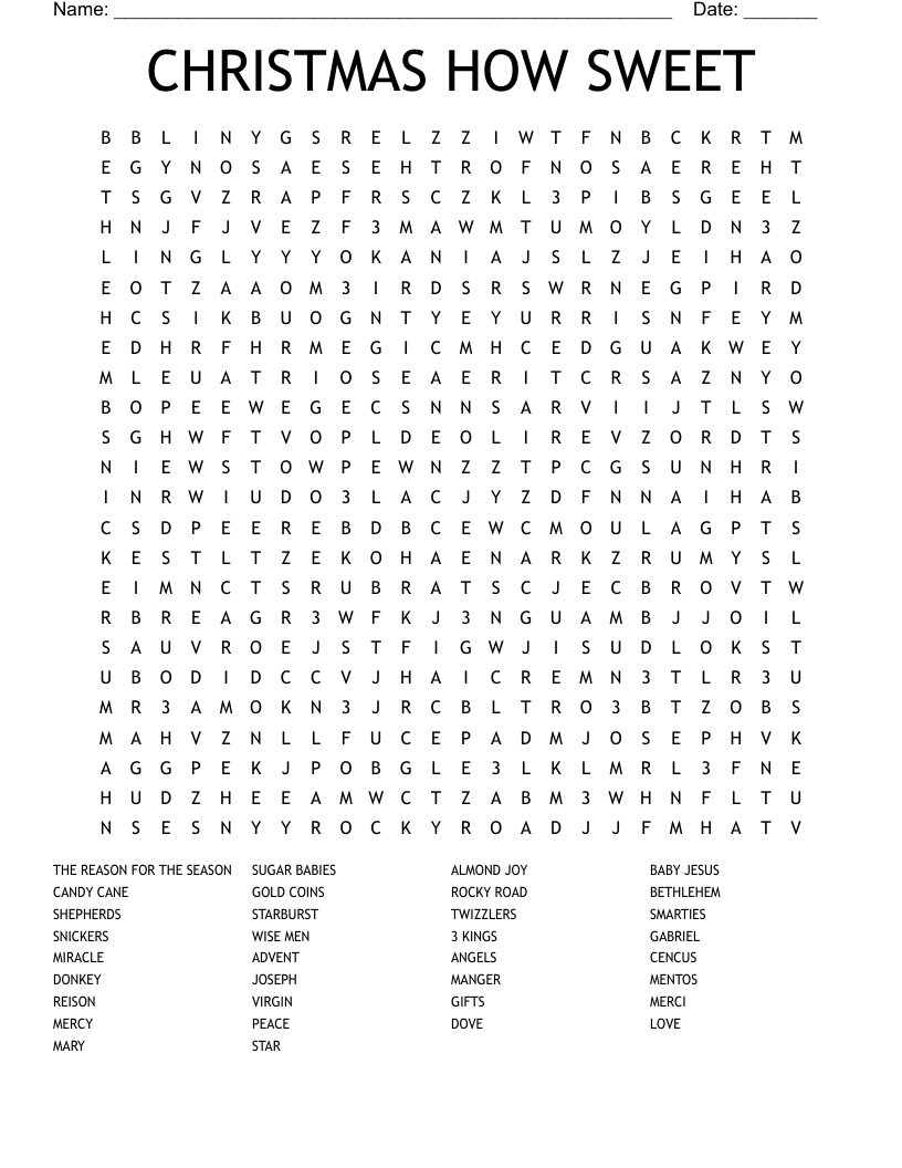 CHRISTMAS HOW SWEET Word Search