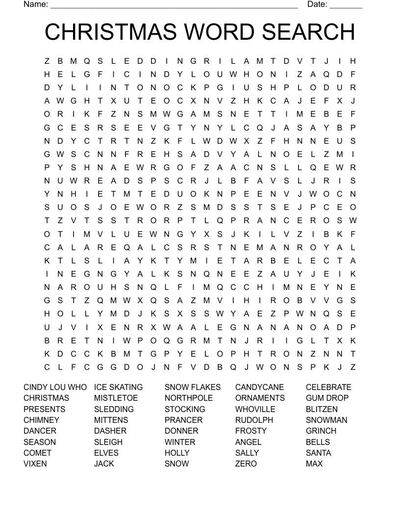 CHRISTMAS WORD SEARCH 